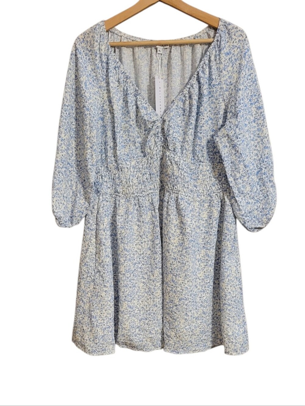 Baltic Born Koa Blue Floral Smocked Mini Dress